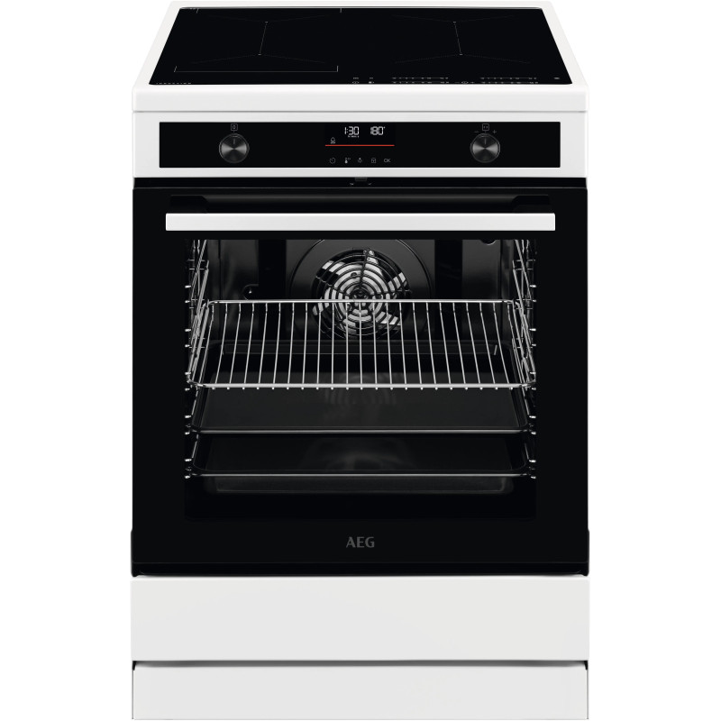 CUISINIÈRE INDUCTION SURFACE DE CUISSON TOTALE FOUR MULTIFONCTIONS PYROLYSE 73L LARGEUR 60CM BLANC