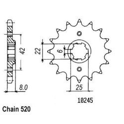Kit Chaine Honda Xl 600 Lm/Rm 1985-1987 15x40 - 520 Sans Joints Toriques