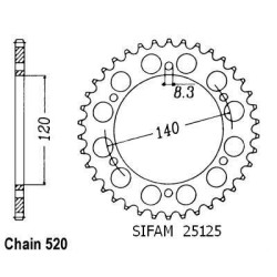 Kit Chaine Kawasaki Klr 250 1985-2000 15x44 - 520 Sans Joints Toriques