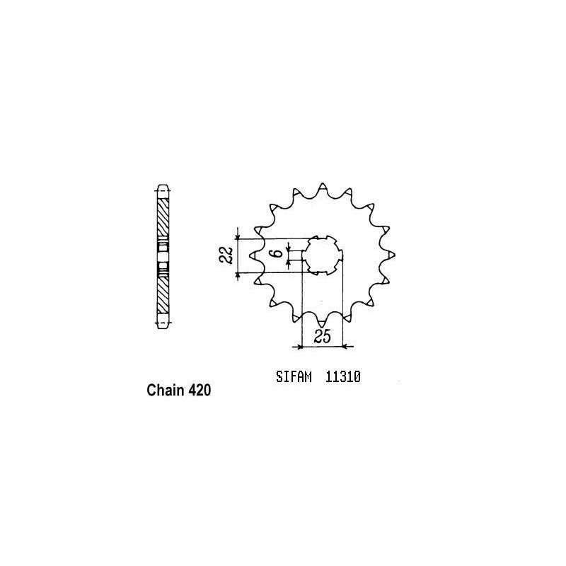 Pignon Mtx 50 1983-1985 - 420 - 14 Dents - Similaire JTF251