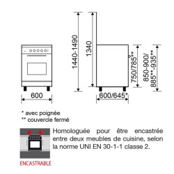 GLEM - Cuisinière gaz GA660CMIX