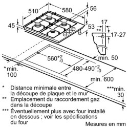 BOSCH - Table de cuisson gaz PBP6B5B80