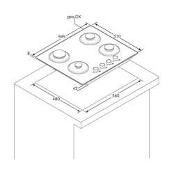ROSIERES - Table de cuisson gaz RVG6BR4SB/1