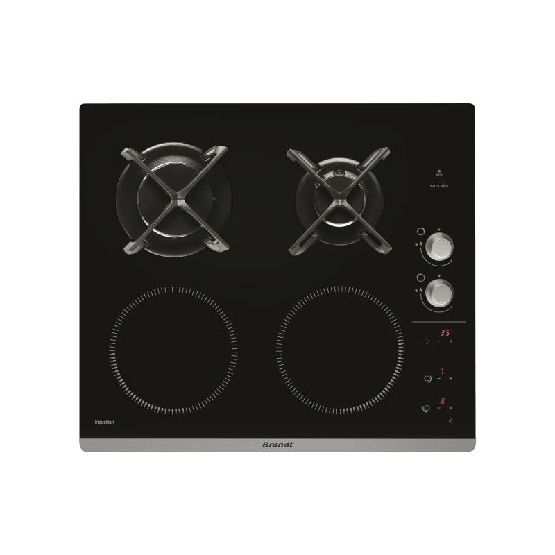 BRANDT - Table de cuisson mixte induction BPI6414BM