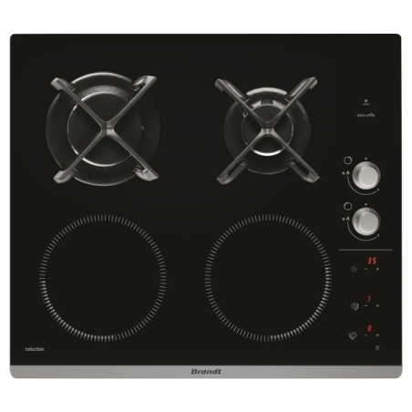 BRANDT - Table de cuisson mixte induction BPI6414BM