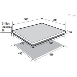 BRANDT - Table de cuisson mixte induction BPI6414BM