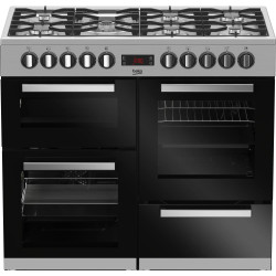 CENTRE DE CUISSON 6 FOYERS GAZ 3 FOURS ÉLECTRIQUES LARGEUR 100CM INOX