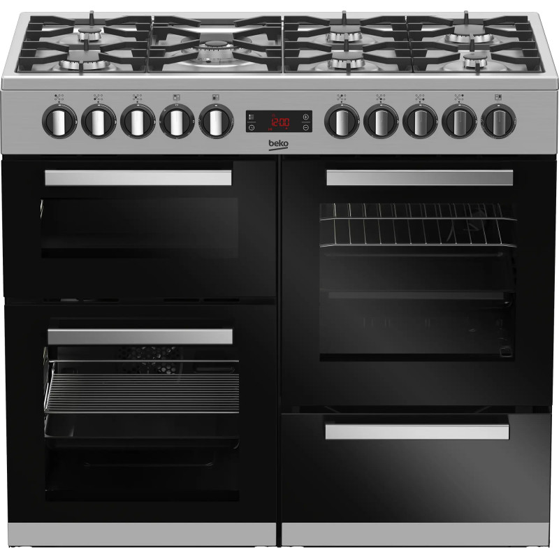 CENTRE DE CUISSON 6 FOYERS GAZ 3 FOURS ÉLECTRIQUES LARGEUR 100CM INOX