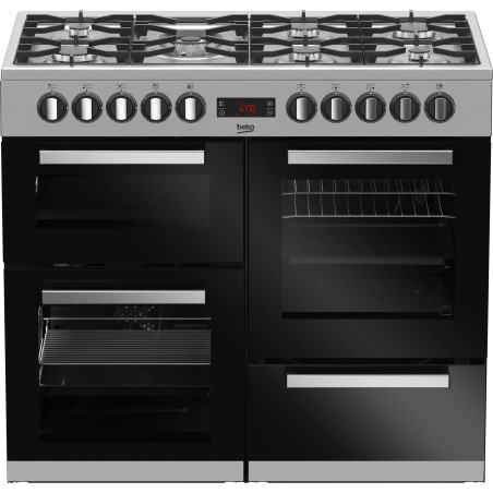CENTRE DE CUISSON 6 FOYERS GAZ 3 FOURS ÉLECTRIQUES LARGEUR 100CM INOX
