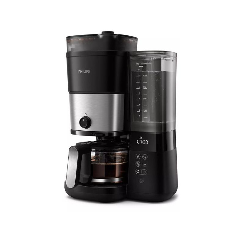 PHILIPS - Cafetière filtre programmable avec broyeur Noir & Argent - HD7888.01