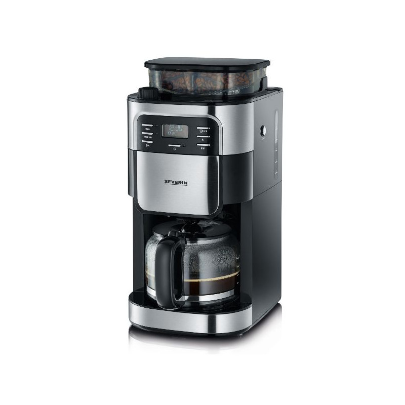 SEVERIN - Cafetière filtre 10/15 tasses avec broyeur Noire & Inox - 4810