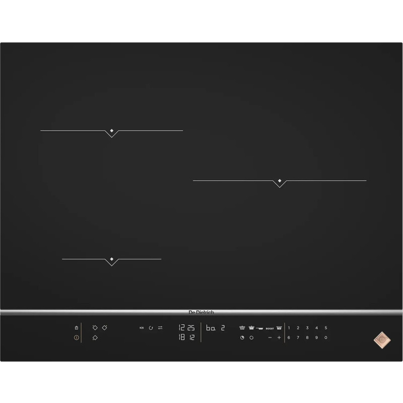 TABLE DE CUISSON INDUCTION 3 ZONES 7400W LARGEUR 65CM NOIR/INOX