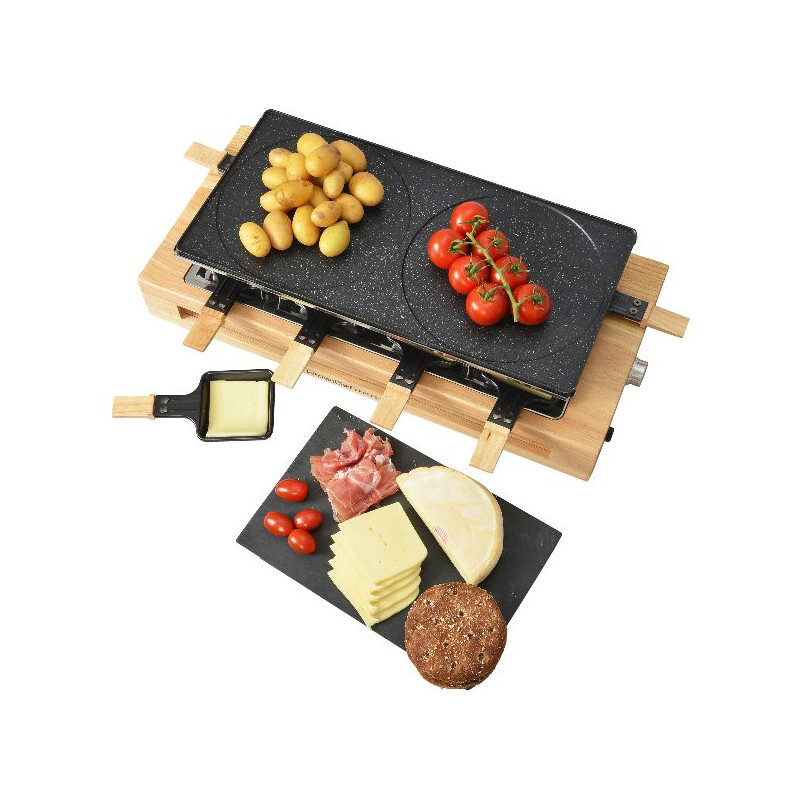 KITCHENCHEF - Appareil à raclette, Grill & Crêpes 8 personnes - KCWOOD8MAXI