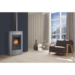 GODIN - Poêle à bois longiligne 369130PIERREBLEUE
