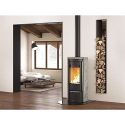 NORDICA - Poêle à bois longiligne LIUPIETRAPIERRENATURELLE
