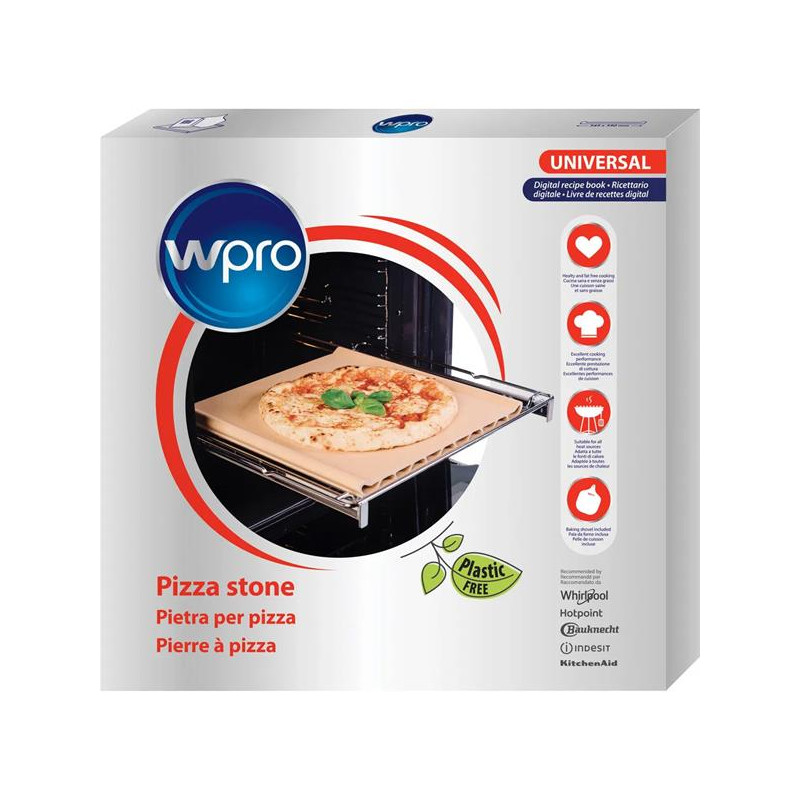 WPRO - Pierre à pizza : contient une plaque en terre cuite, une pelle d'enfour