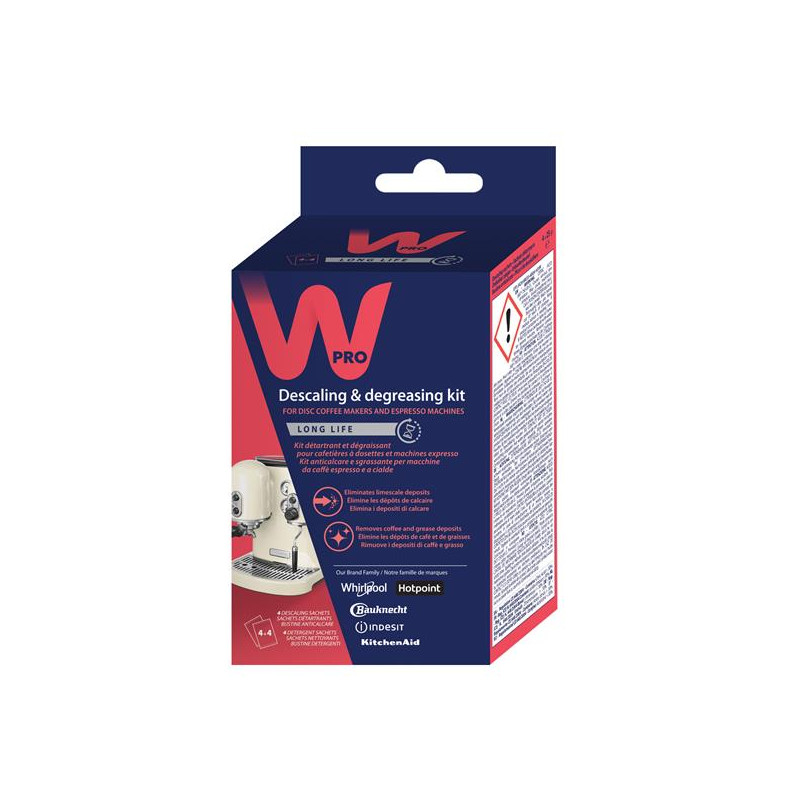 WPRO - Kit de nettoyage Express O² : 4 sachets détartrants + 4 sachets dégrais
