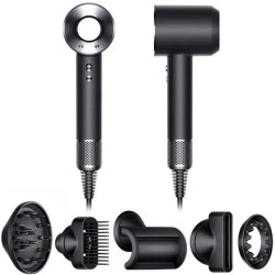 SÈCHE-CHEVEUX SUPERSONIC 1600W NOIR/NICKEL CONCENTRATEUR/DIFFUSEUR/2 EMBOUTS