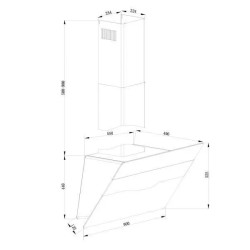 HOTTE INCLINÉE 701M3/H LARGEUR 90CM NIR/INOX