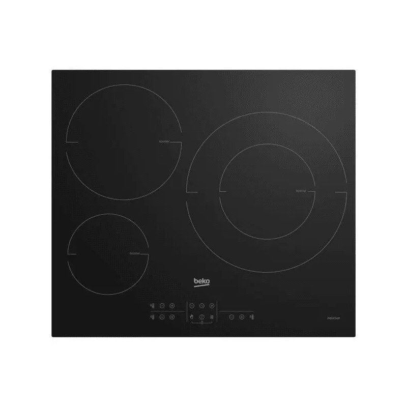 TABLE DE CUISSON INDUCTION 3 ZONES 7200W LARGEUR 60CM NOIR