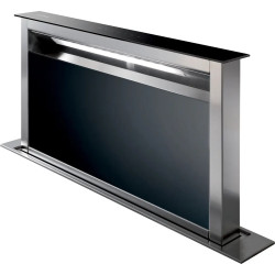 HOTTE DE PLAN DE TRAVAIL TÉLESCOPIQUE LARGEUR 90CM VERRE NOIR/INOX