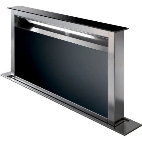 HOTTE DE PLAN DE TRAVAIL TÉLESCOPIQUE LARGEUR 90CM VERRE NOIR/INOX