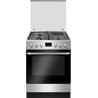 CUISINIÉRE 3 FEUX GAZ + 1 ÉLECTRIQUE, FOUR MULTIFONCTIONS PYROLYSE 77L INOX