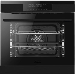 FOUR MULTIFONCTIONS CATALYSE 77L DIGITAL LED BLANC RAILS TÉLESCOPIQUES AIRFRY SOFT CLOSE BLACK INOX