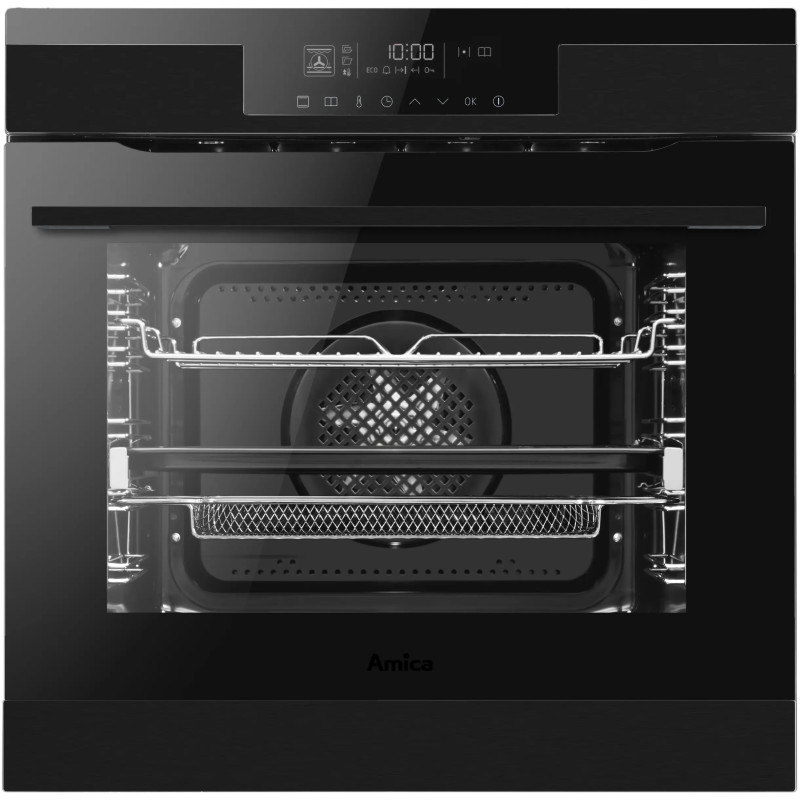 FOUR MULTIFONCTIONS CATALYSE 77L DIGITAL LED BLANC RAILS TÉLESCOPIQUES AIRFRY SOFT CLOSE BLACK INOX