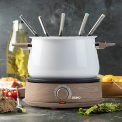 APPAREIL À FONDUE INOX 2L 1500W POIGNÉES COOL TOUCH BASE ET POIGNÉES IMITATION BOIS THERMOSTAT RÉGLABLE