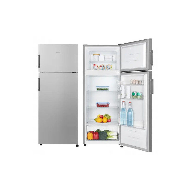 REF 2P AMICA AF7202S SILVER 
Dégivrage automatique 
Porte réversible 
Bac à fruits et légumes : 1
Clayettes verre