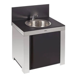 MEUBLE MODULO ÉVIER NOIR ET INOX
