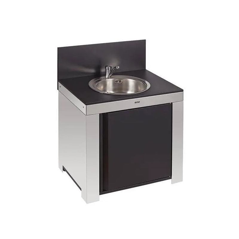 MEUBLE MODULO ÉVIER NOIR ET INOX