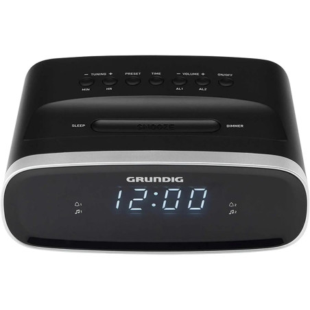 RADIO RÉVEIL FM DOUBLE ALARME LUMINOSITÉ RÉGLABLE AFFICHAGE BLANC