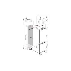 RÉFRIGÉRATEUR INTEGRABLE COMBINÉ 194+79L CLASSE F NICHE 178CM GLISSIÈRES