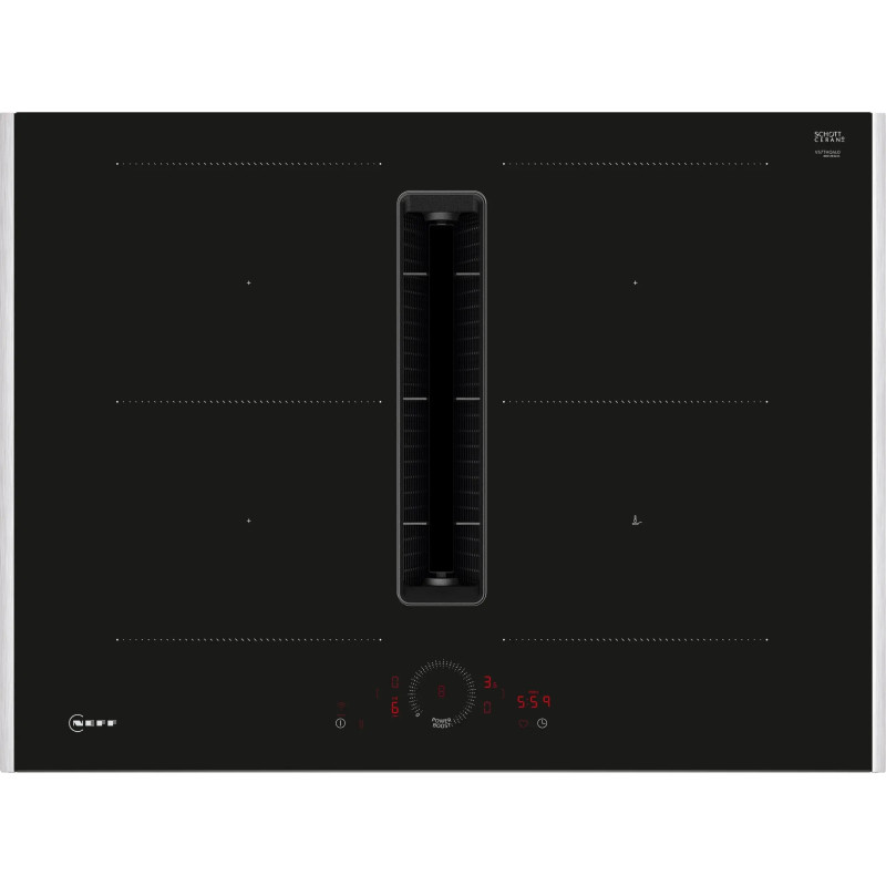 TABLE DE CUISSON ASPIRANTE LARGEUR 70CM 7400W 4 FOYERS 2 ZONES COMBIZONE CLASSE B NOIR