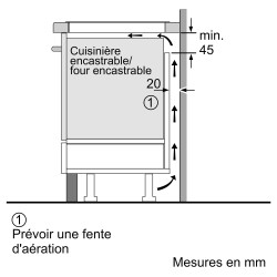 TABLE DE CUISSON INDUCTION 3 FOYERS LARGEUR 60CM BISEAUX