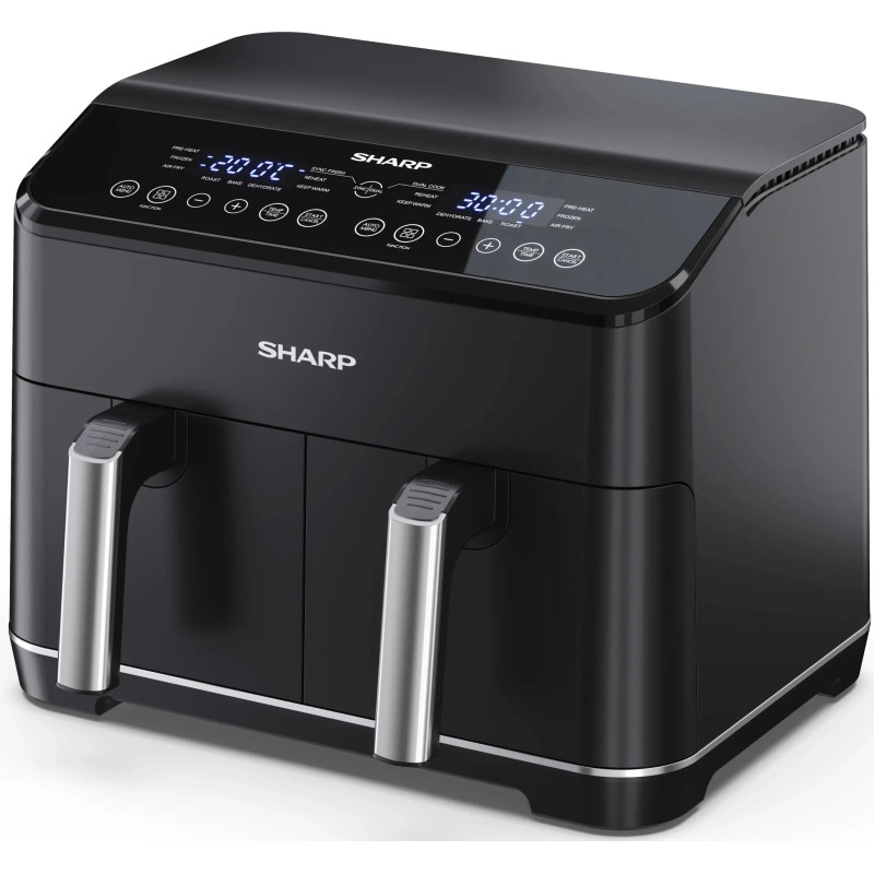 FRITEUSE AIR FRYER 8L DOUBLE TIROIR CONTRÔLE NUMÉRIQUE 1800W 10 FONCTIONS DE CUISSON