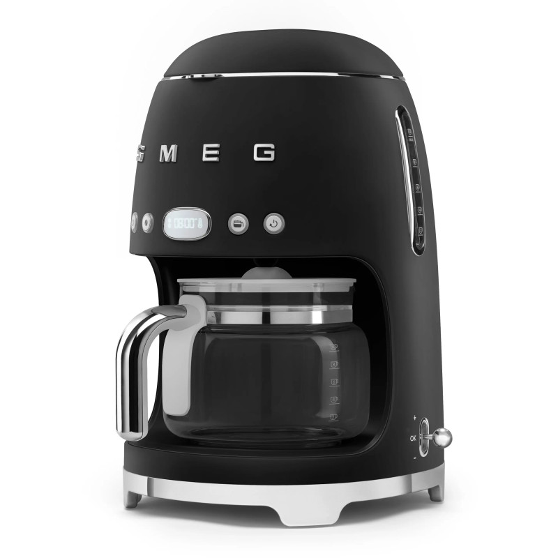 MACHINE À CAFÉ FILTRE ANNÉES 50 10 TASSES ÉCRAN DIGITAL LED NOIR MAT