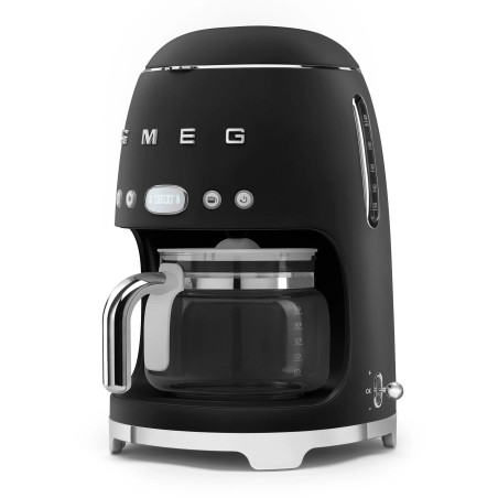 MACHINE À CAFÉ FILTRE ANNÉES 50 10 TASSES ÉCRAN DIGITAL LED NOIR MAT