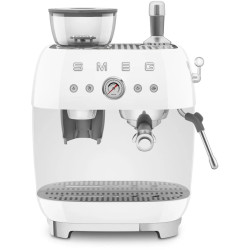MACHINE À CAFÉ ANNÉES 50 AVEC BROYEUR 20 BARS RÉSERVOIR 250G BLANC