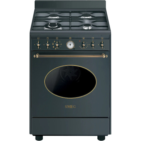 CUISINIÈRE COLONIALE 60CM 4 FOYERS GAZ FOUR MULTIFONCTIONS VAPOR CLEAN 70L CLASSE A ANTHRACITE MAT