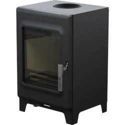 POÊLE À BOIS THÉODORE 4,8KW NOIR CORPS ACIER/PORTE FONTE