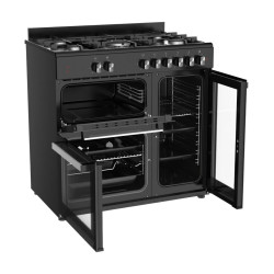 Occasion-Piano de cuisson Gaz et électrique vintage - LA GERMANIA - SM903N - 5 feux + 3 fours - L69 - Noir