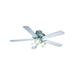 Occasion -FARELEK - BALEARES Ã 132 cm - Ventilateur de plafond réversible, 5 pales blanches / cannées blanches + éclairage