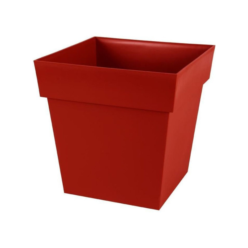 Occasion - EDA Pot de fleur carré Toscane - 39 x 39 x H 39 cm - 38 L - Rouge rubis