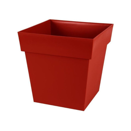 Occasion - EDA Pot de fleur carré Toscane - 39 x 39 x H 39 cm - 38 L - Rouge rubis