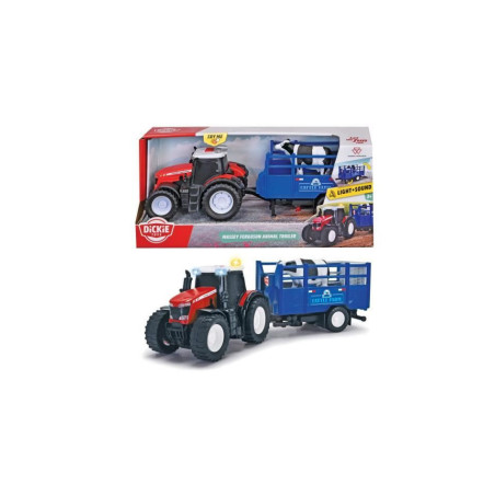 Occasion - Tracteur Massey Ferguson - Dickie - 26cm - Roues libres, remorque, son et lumiÃ¨re