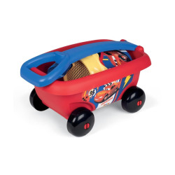 Occasion - SMOBY - CARS Chariot de plage garni : sceau + tamis + rÃ¢teau + pelle + moule a sable