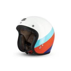 Occasion- Casque Jet Cafe Racer S250 Blanc / Bleu ciel / Rouge Brillant - Taille XS
